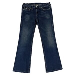 True‎ Religion Jeans Womens 32 28" Inseam Blue Disco Becky Bootcut USA VTG